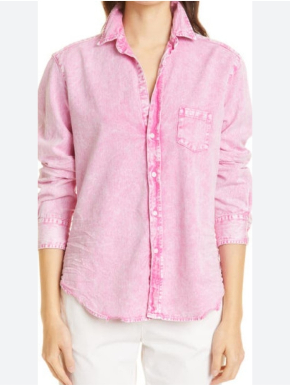 Frank & Eileen Mineral Wash Denim Shirt Pink Button Down Women's Size Xs